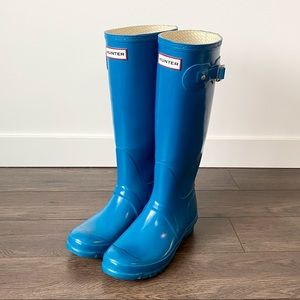 HUNTER Original Tall Gloss Ocean Blue Rain Boots